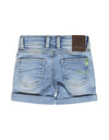 Baby Jongens Baby jeans short van Koko Noko  in de kleur Light blue denim in maat 86.