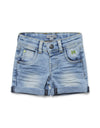 Baby Jongens Baby jeans short van Koko Noko  in de kleur Light blue denim in maat 86.