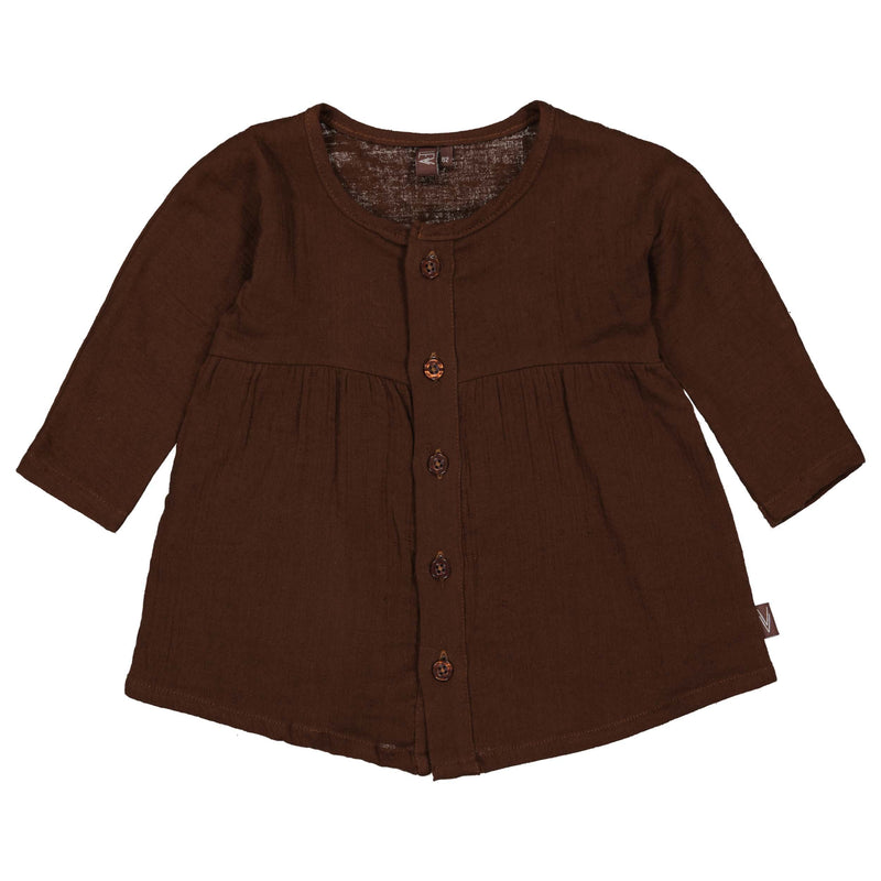s Dress CAILIN NBW21 van Levv Newborn in de kleur Brown Choco in maat 74.