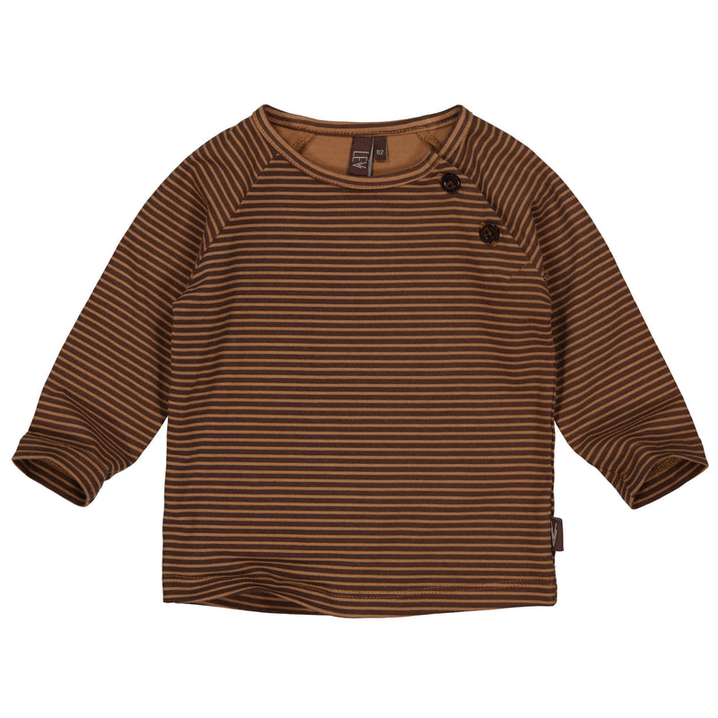 s Longsleeve CALEB NBW21 van Levv Newborn in de kleur AOP Brown Dusty Stripe  in maat 74.