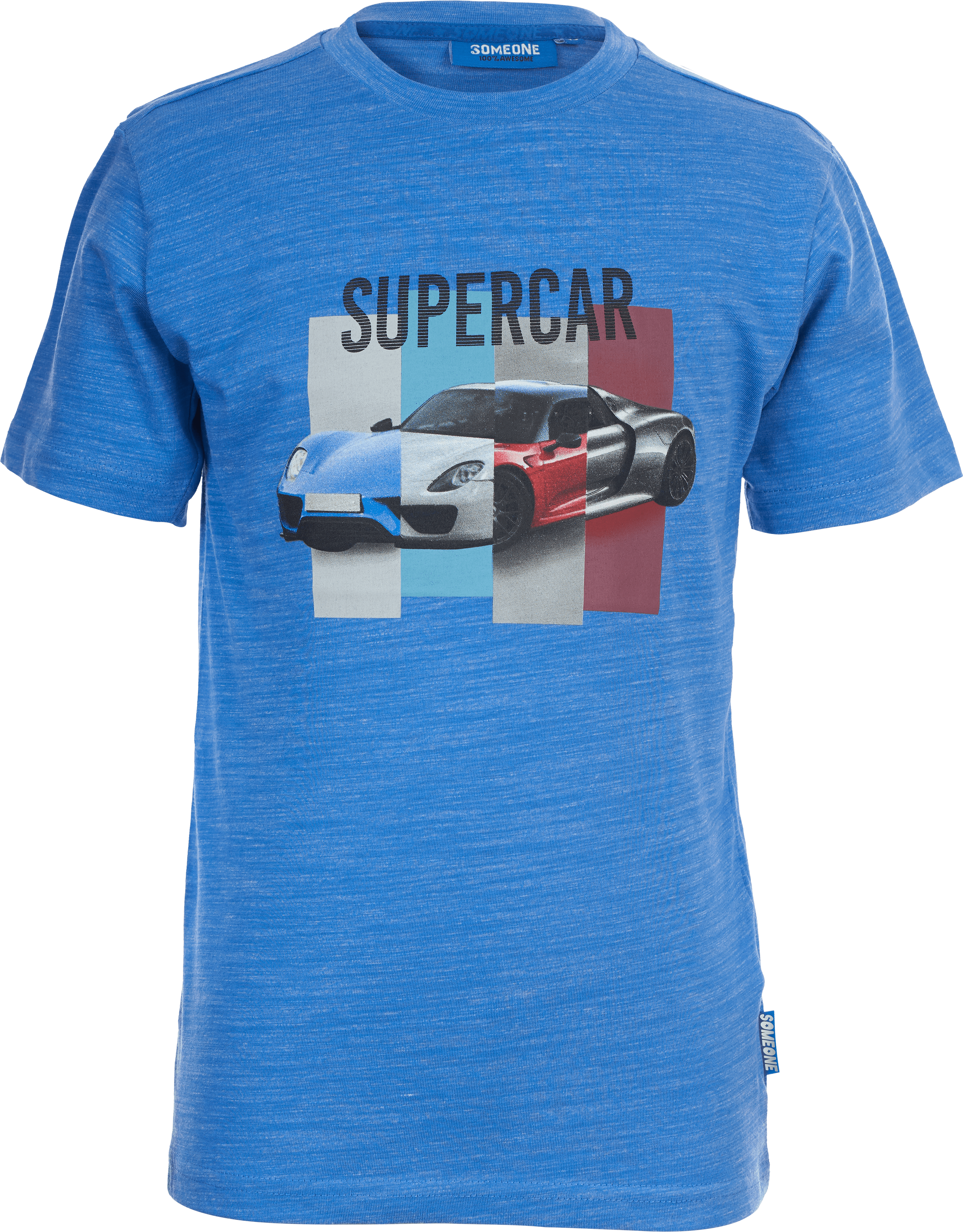 Jongens T-shirt Supercar van Someone in de kleur BRIGHT BLUE MELANGE  in maat 140.