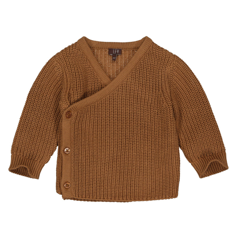 s Cardigan CASEY NBW21 van Levv Newborn in de kleur Brown Dusty in maat 74.
