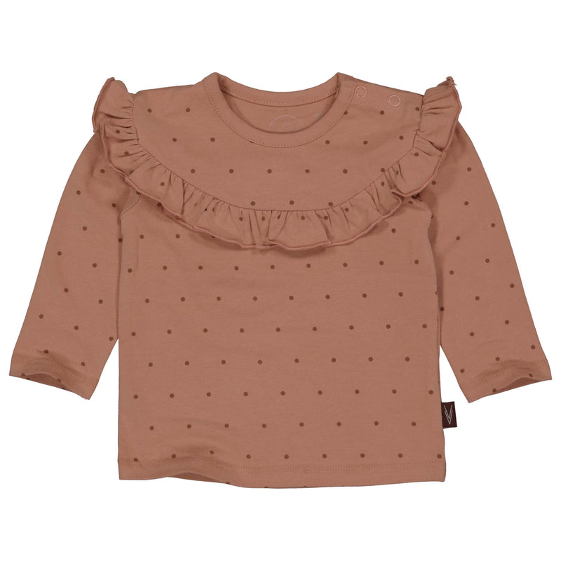 s Longsleeve Cato NBW21 van Levv Newborn in de kleur AOP Brown Dusty Dot in maat 74.