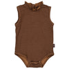 s Bodysuit Chiara NBW21 van Levv Newborn in de kleur AOP Brown Dusty Stripe in maat 74.