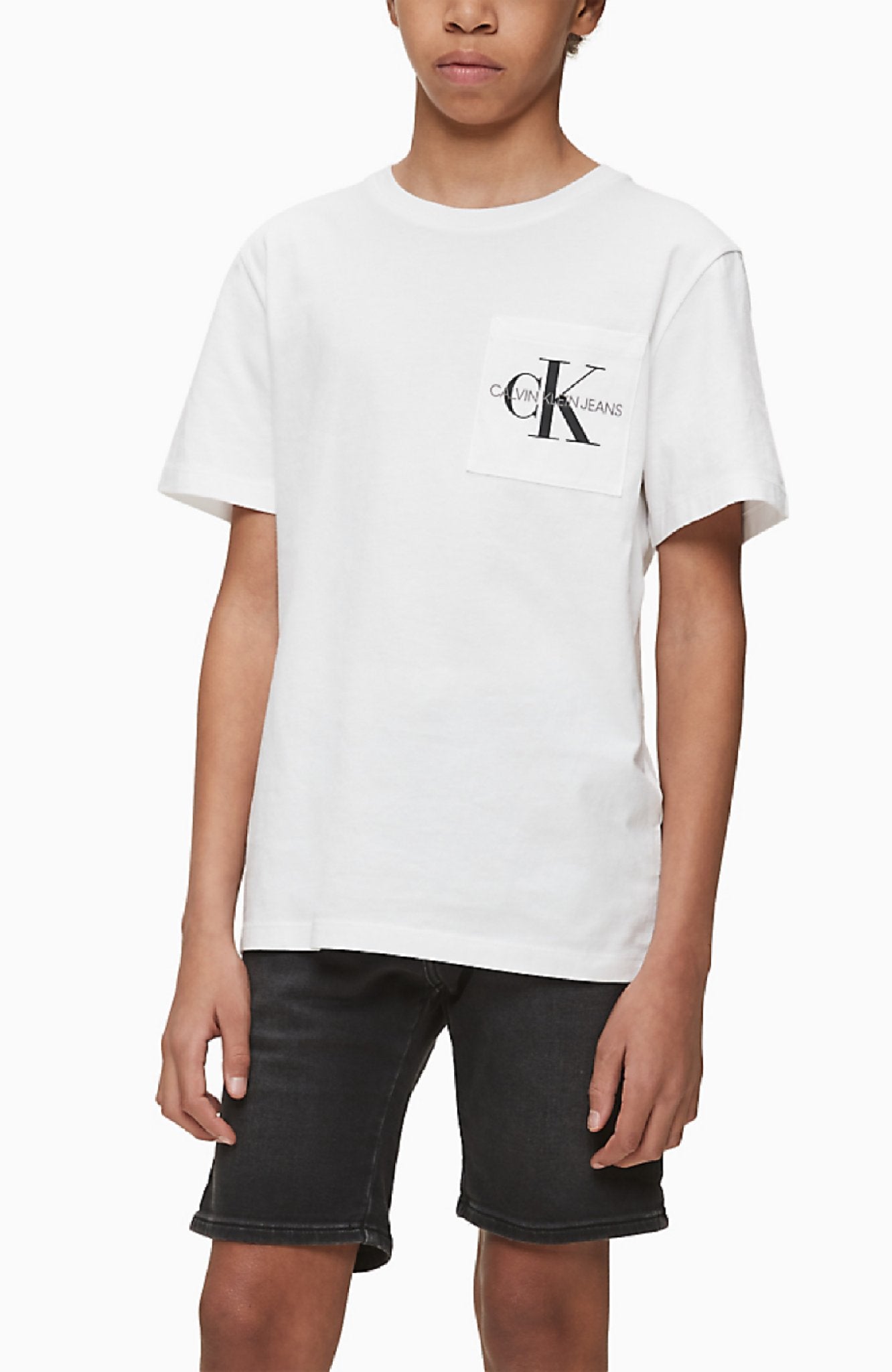 Jongens Monogram Pocket Top van Calvin Klein in de kleur Wit in maat 176.