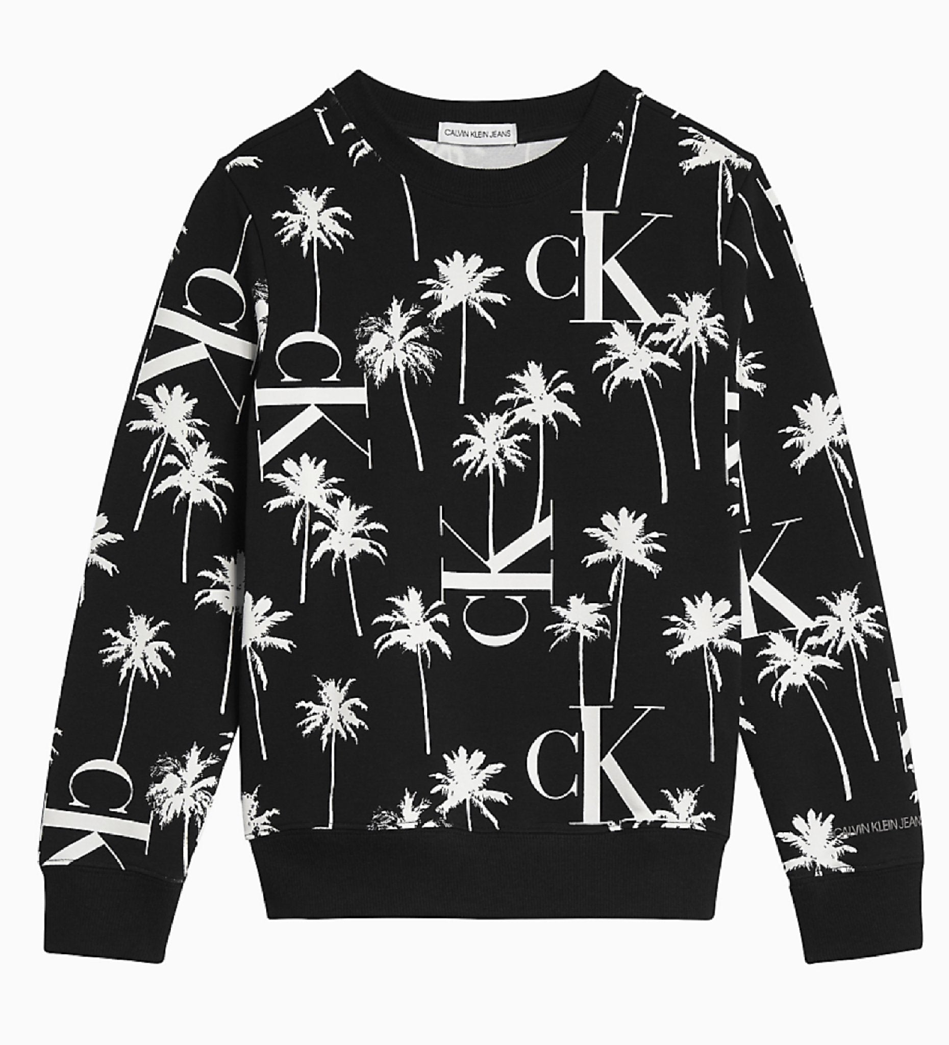 Jongens Palm Aop Sweatshirt van Calvin Klein in de kleur Zwart in maat 176.
