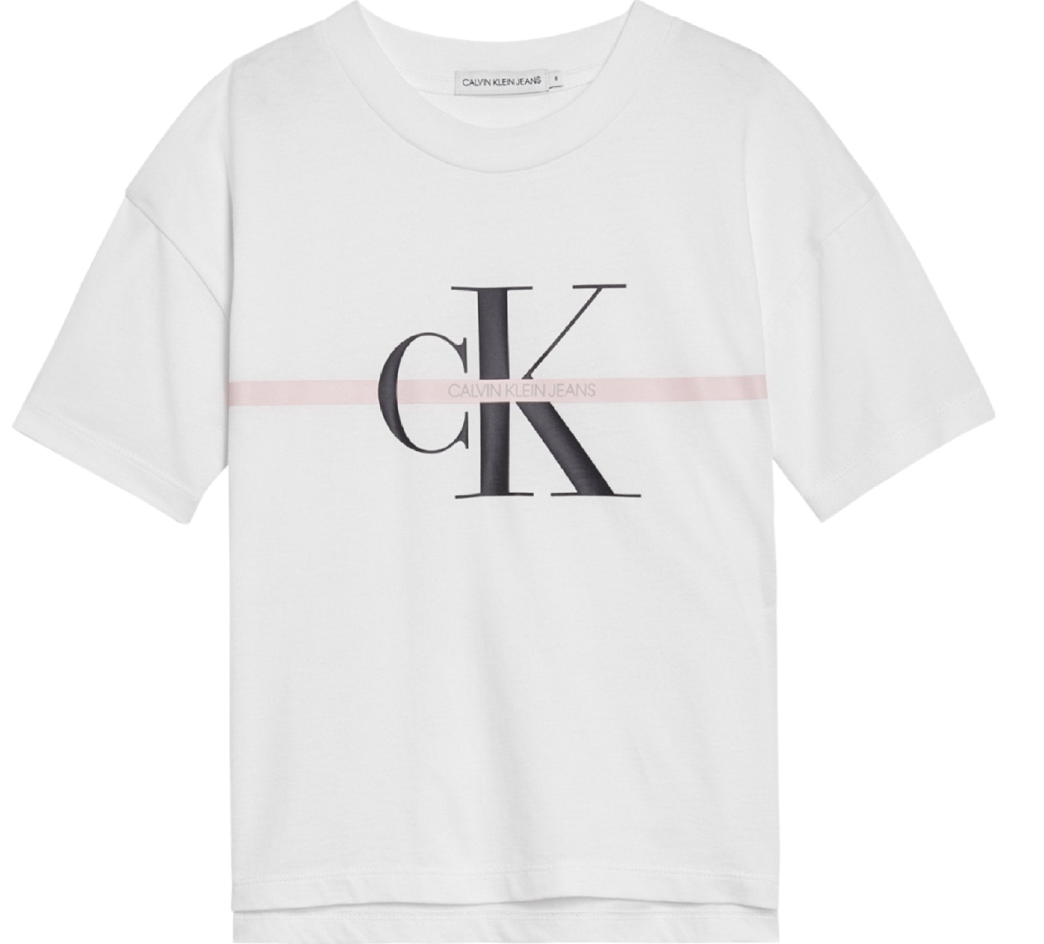 Meisjes Monogram Stripe Ss T-Shirt van Calvin Klein in de kleur Wit in maat 176.