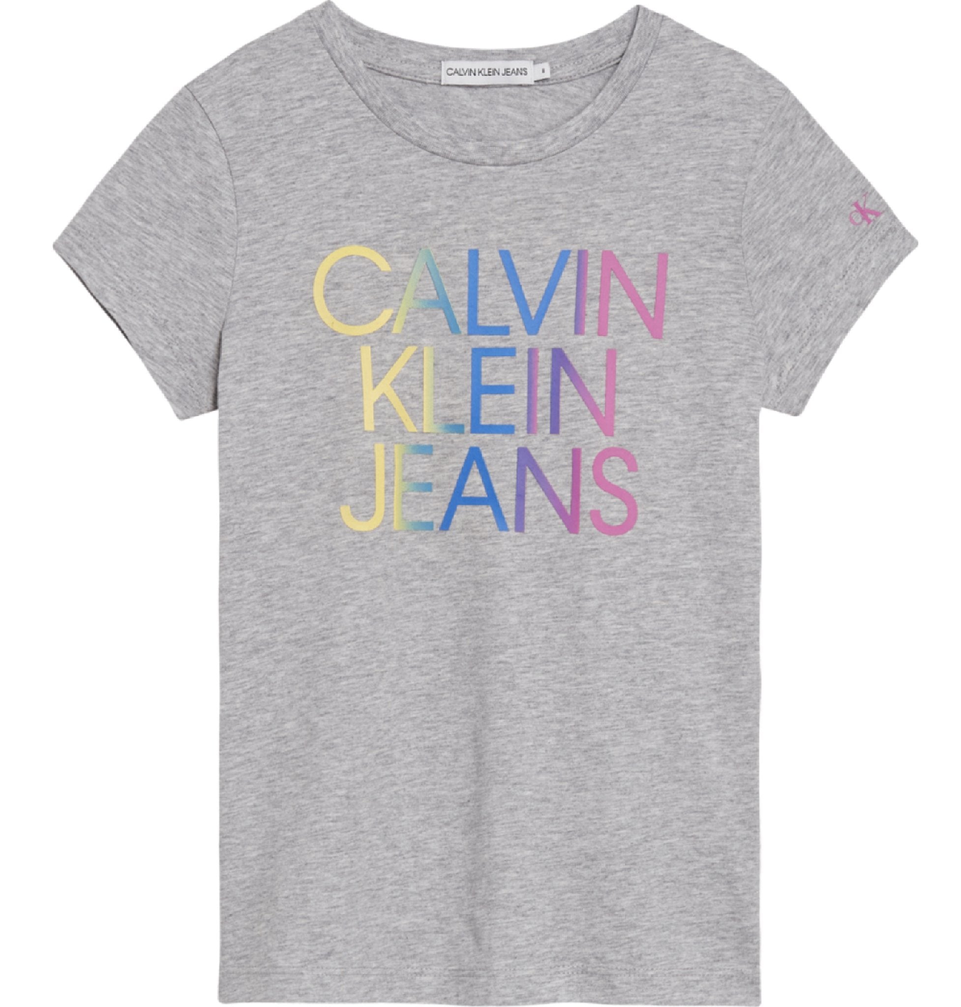 Meisjes Gradient Hero Logo Ss T-Shirt van Calvin Klein in de kleur Grijs melee in maat 176.