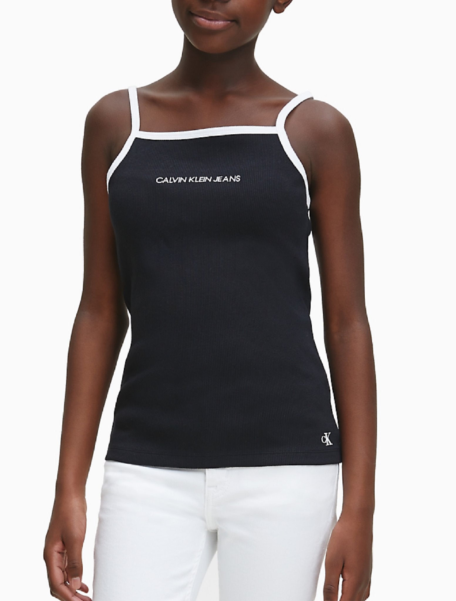 Meisjes Rib Sleeveless Top van Calvin Klein in de kleur Wit in maat 176.