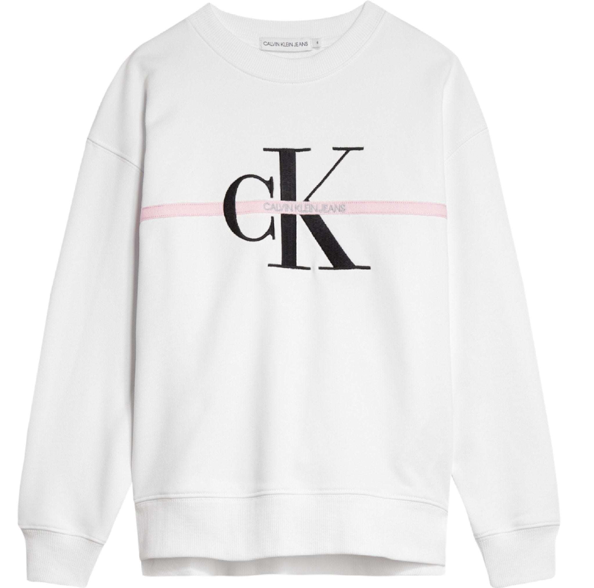 Meisjes Monogram Stripe Sweatshirt van Calvin Klein in de kleur Wit in maat 176.