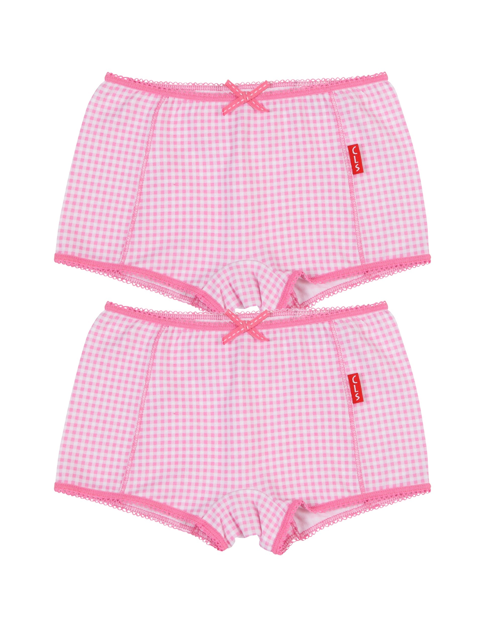 Meisjes Girls 2-Pack Boxer van Claesen's in de kleur Small Pink Checks in maat 152.