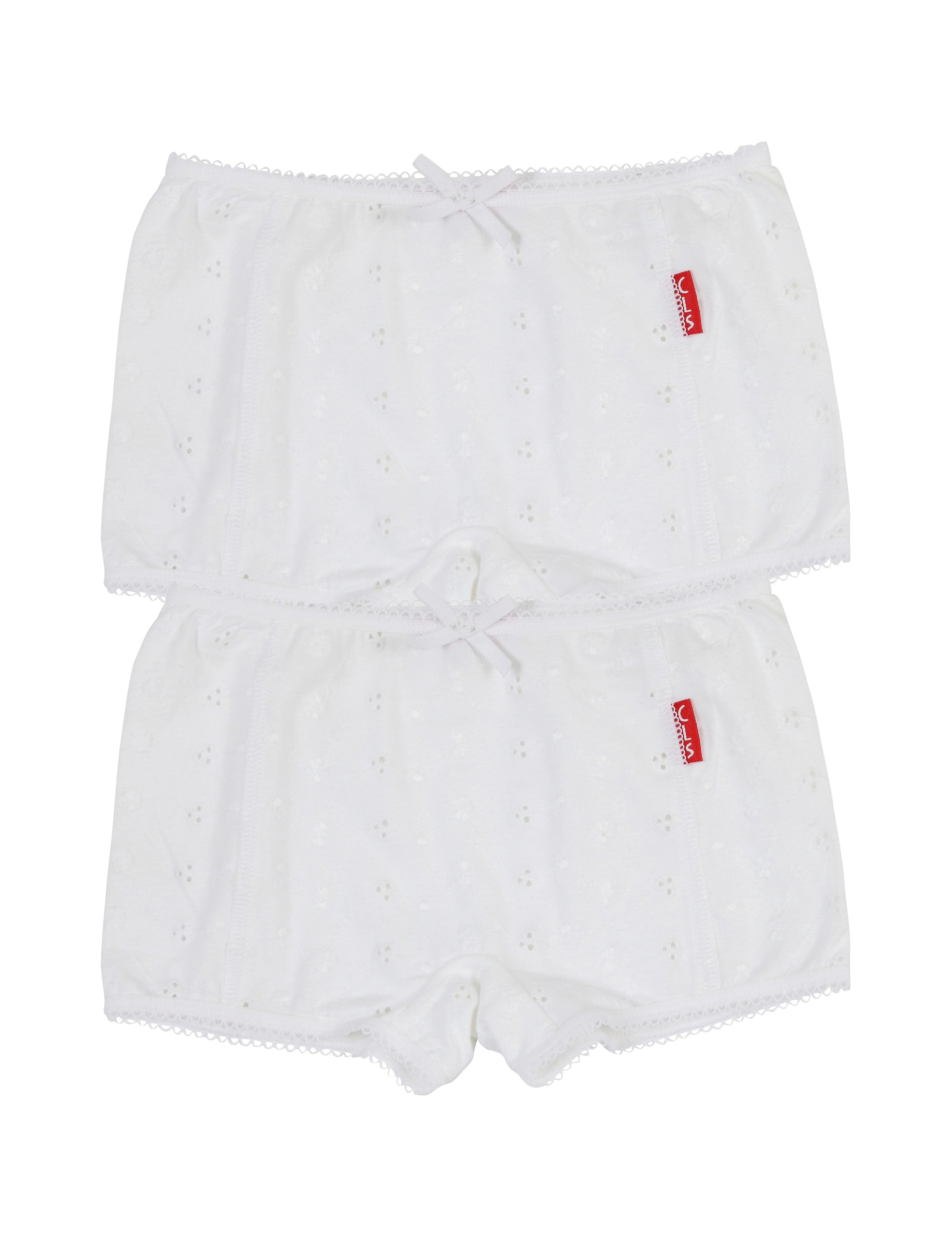 Meisjes Girls 2-Pack Boxer van Claesen's in de kleur White Embroidery in maat 152.