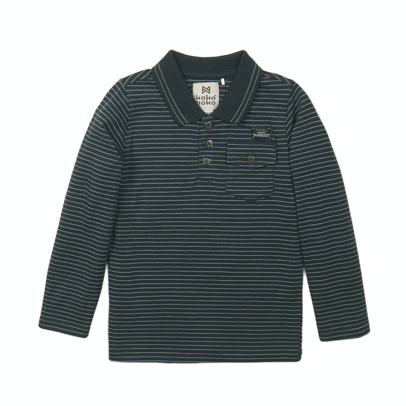 Jongens Polo van Koko Noko in de kleur  Teal green + navy in maat 86.