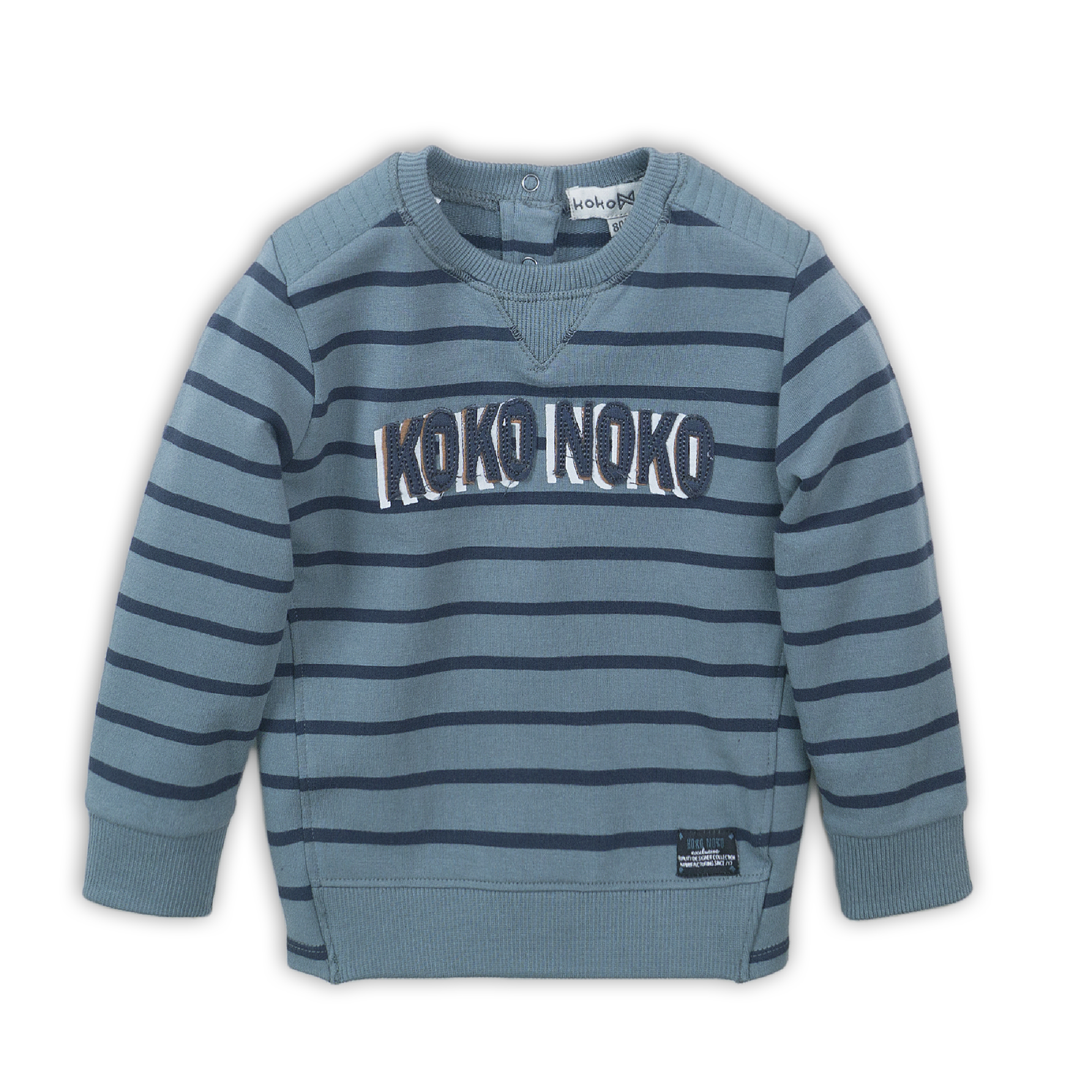 Jongens Sweater van Koko Noko in de kleur  Teal green + navy in maat 86.