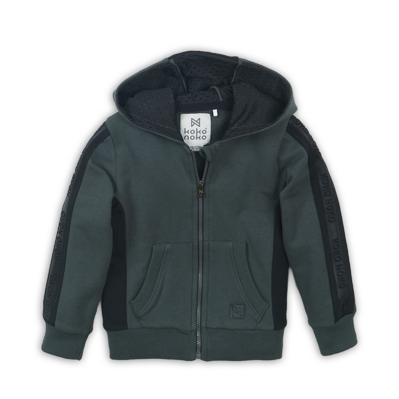 Jongens Cardigan van Koko Noko in de kleur Dark green in maat 86.