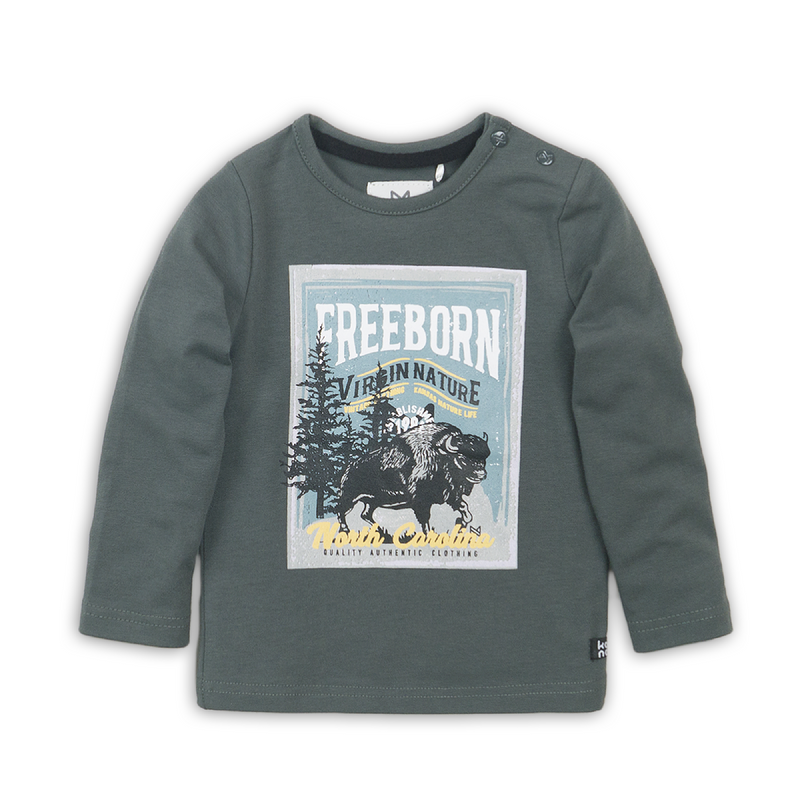 Jongens T-shirt ls van Koko Noko in de kleur Dark green in maat 86.