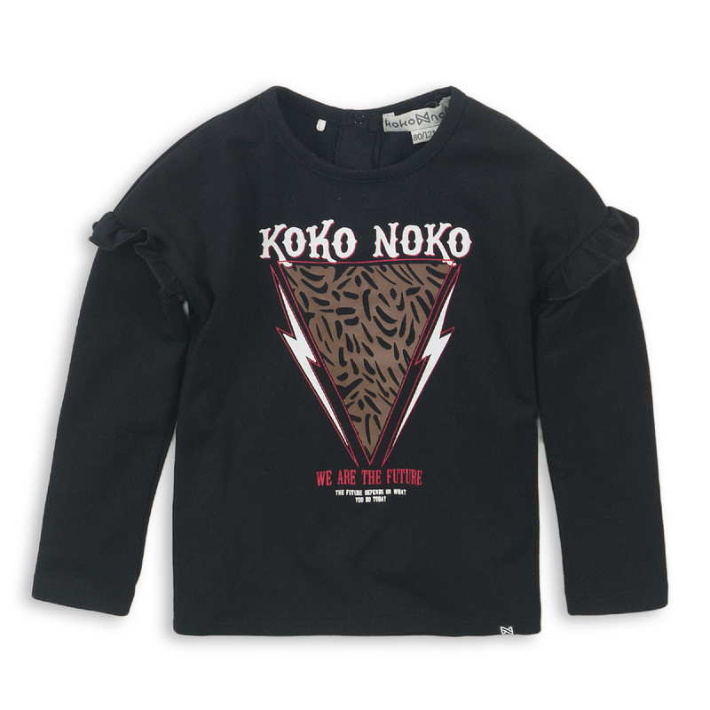 Meisjes T-shirt van Koko Noko in de kleur Black in maat 86.