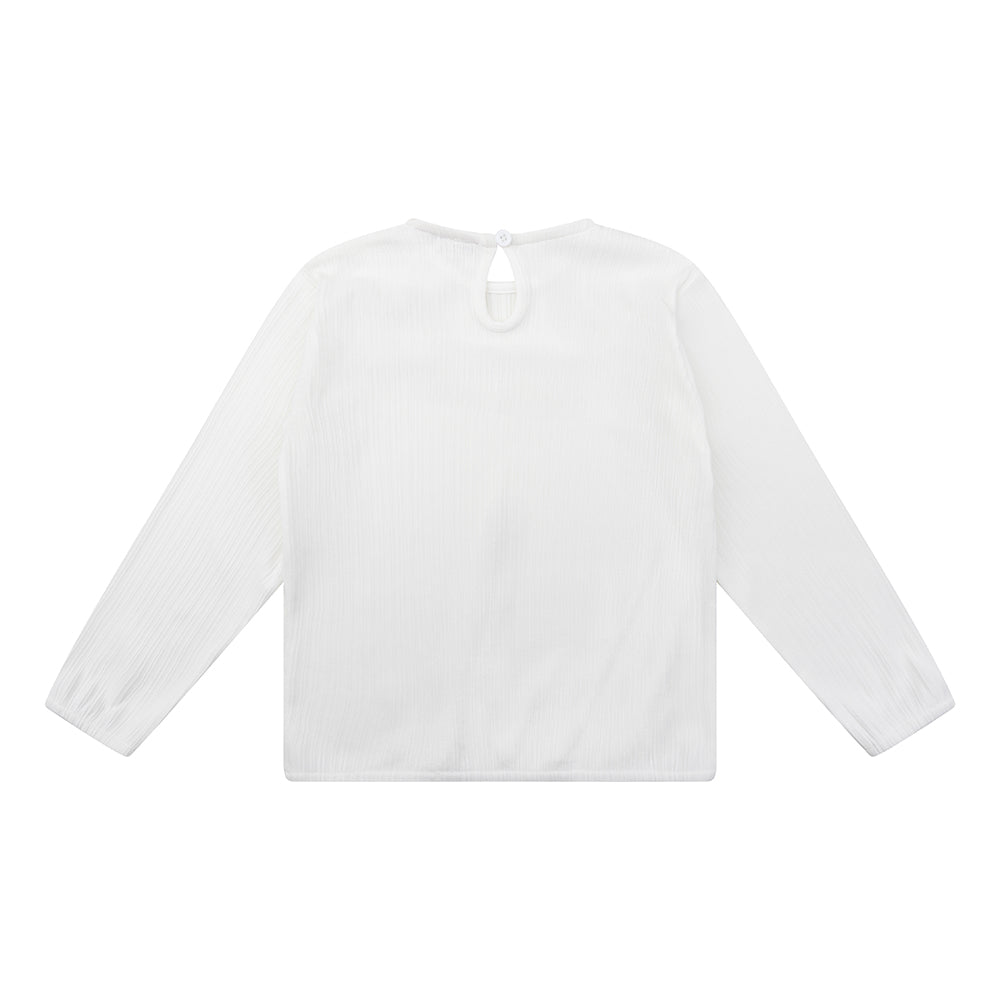 Meisjes T-shirt Longsleeve Structure van Daily7 in de kleur Off White in maat 128.