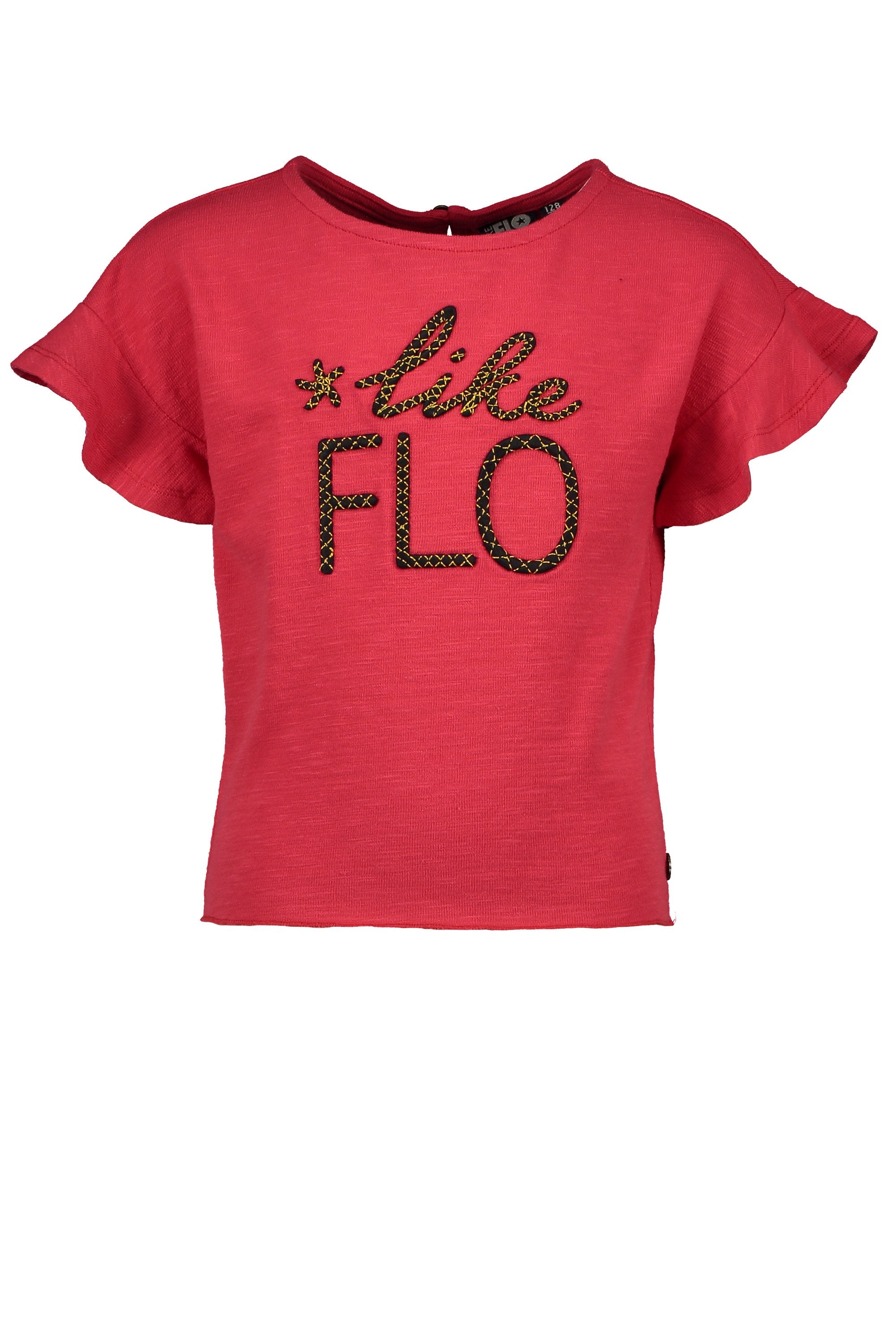 Meisjes Flo girls slub jersey ruffle top van Flo in de kleur Cerise in maat 152.