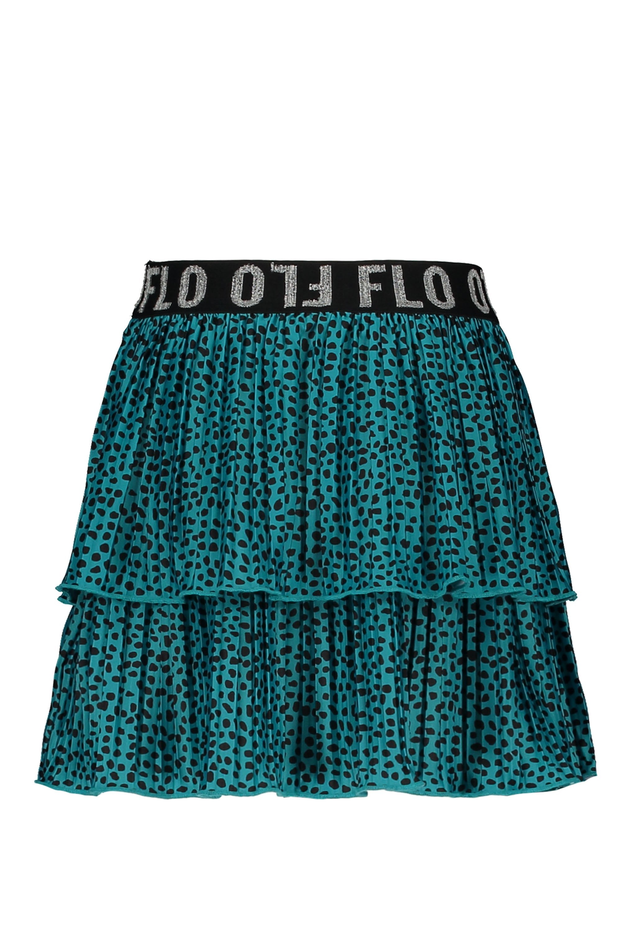 Meisjes Flo girls AO shiny jersey plisse skirt 2 layer van Flo in de kleur Turquoise in maat 140.