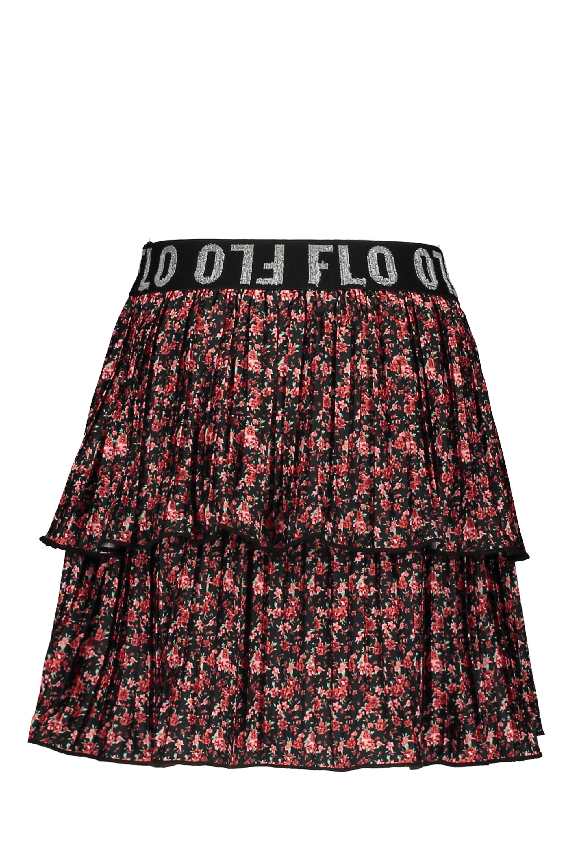 Meisjes Flo girls AO shiny jersey plisse skirt 2 layer van Flo in de kleur Flower in maat 152.
