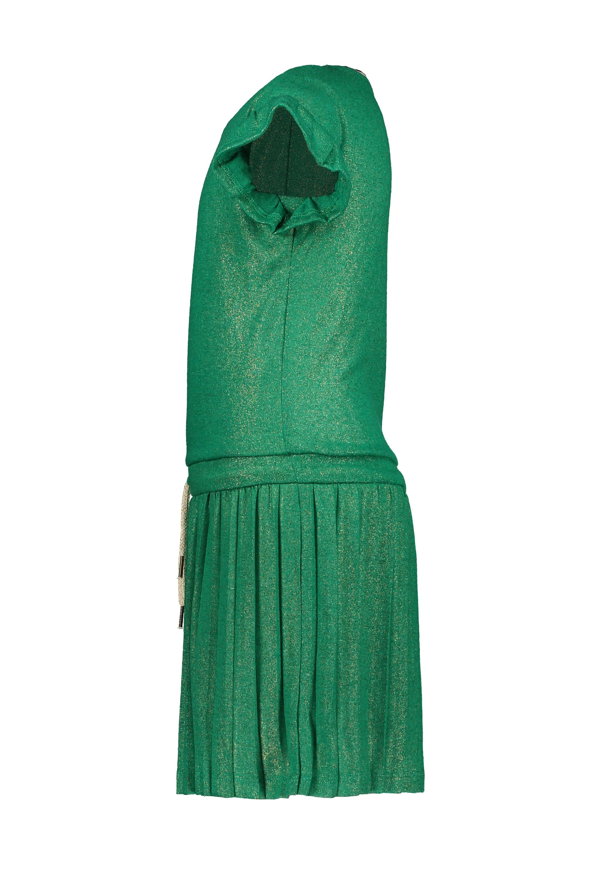 Meisjes Flo girls metallic jersey dress van Flo in de kleur Sea green in maat 128.