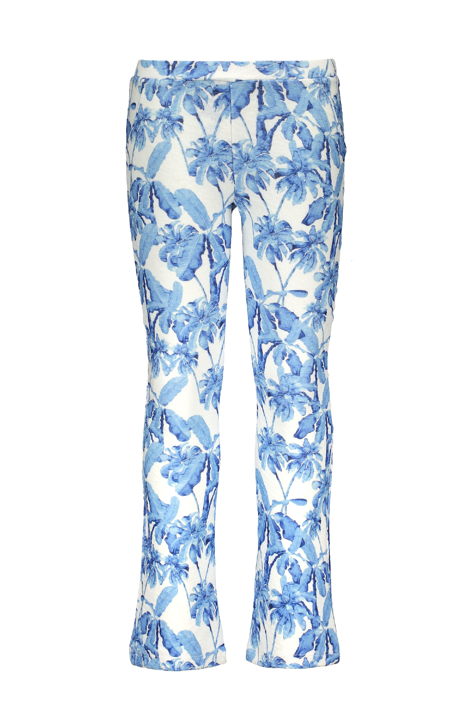 Meisjes Flo girls crepe AO palmtree flared pants van Flo in de kleur Blue palm in maat 152.