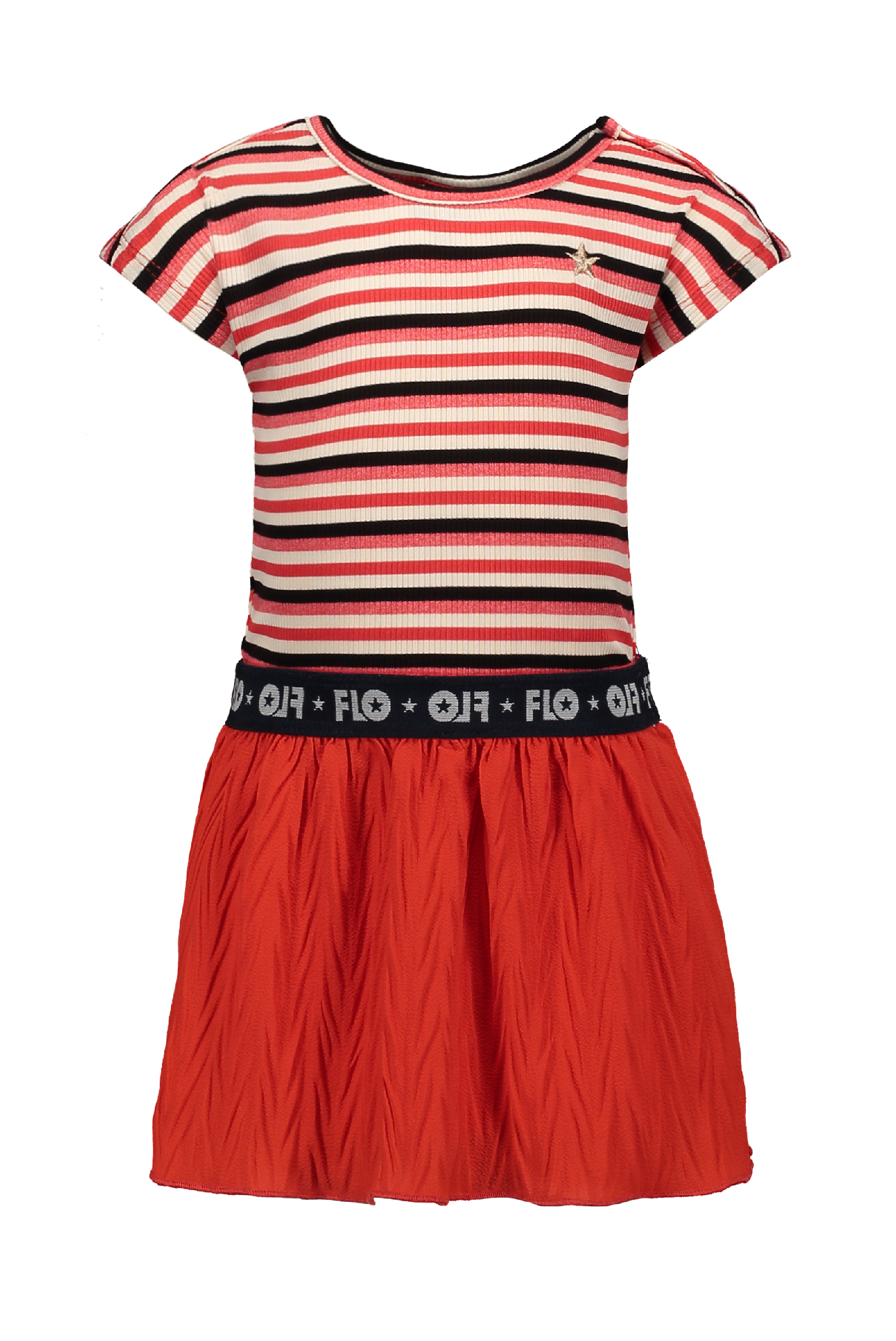 Meisjes Flo baby girls YD rib dress with fancy skirt van Flo in de kleur Zigzag in maat 92.