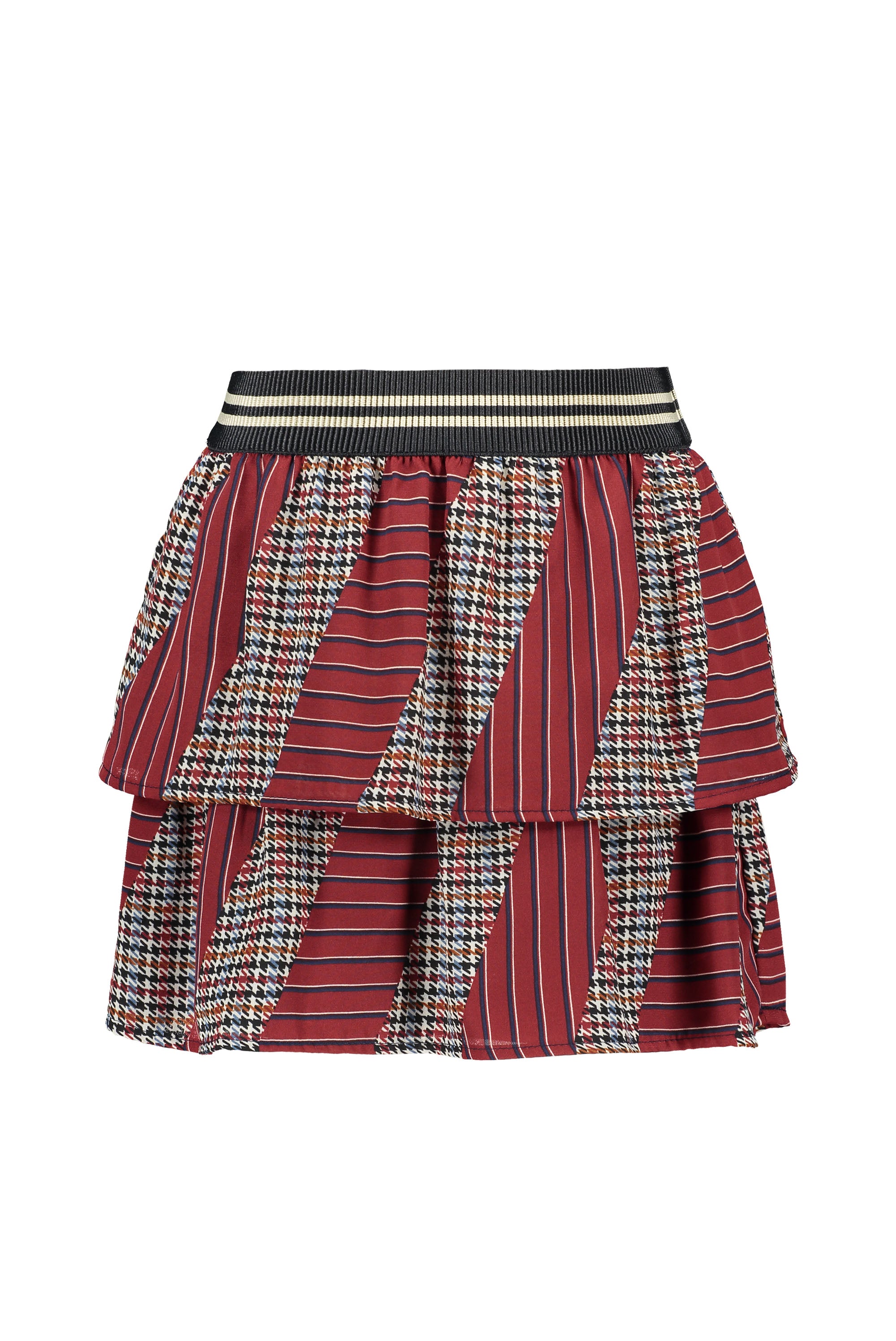 Flo Flo girls woven check-stripe skirt