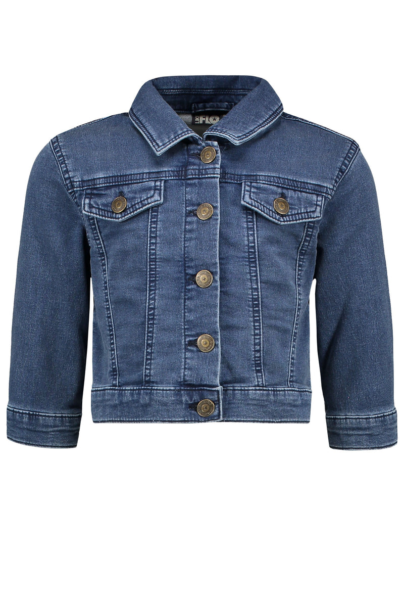 Meisjes Flo girls denim jacket van Like Flo in de kleur Light Blue in maat 152.