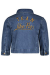 Meisjes Flo girls denim jacket van Like Flo in de kleur Light Blue in maat 152.