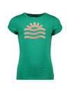 Meisjes Flo girls tee open shoulder roll divers van Like Flo in de kleur Grey melee in maat 152.