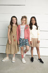 Meisjes Flo girls tee open shoulder roll divers van Like Flo in de kleur Grey melee in maat 152.
