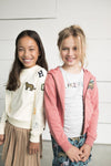 Meisjes Flo girls tee open shoulder roll divers van Like Flo in de kleur Grey melee in maat 152.