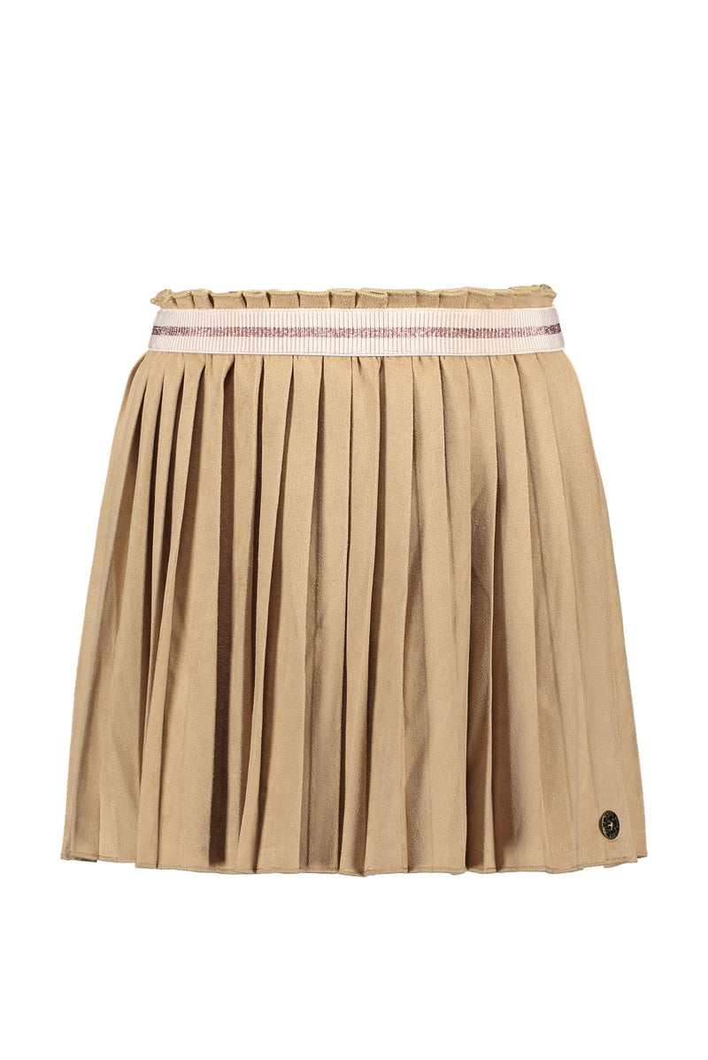 Meisjes Flo girls suede plisse skirt van Like Flo in de kleur Mud in maat 152.