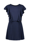 Meisjes Flo girls viscose jersey ruffle smock dress van Like Flo in de kleur Navy in maat 152.