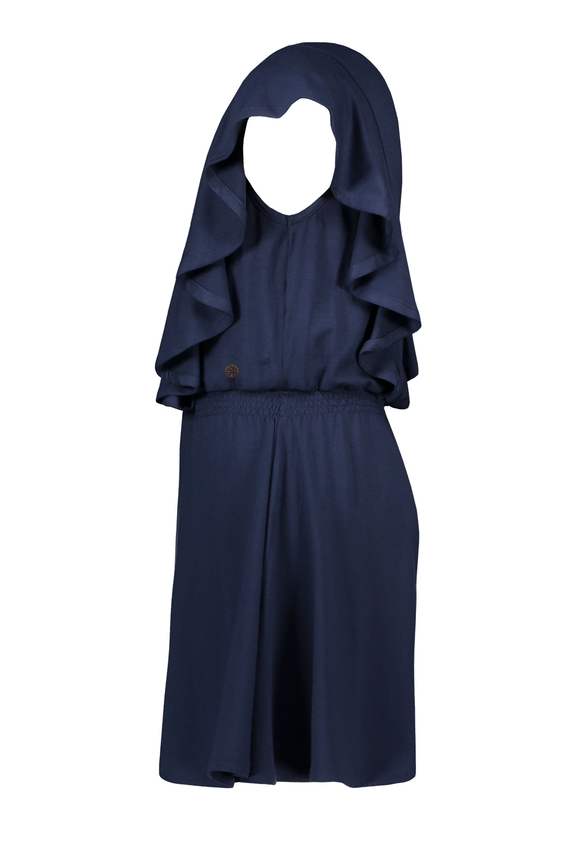 Meisjes Flo girls viscose jersey ruffle smock dress van Like Flo in de kleur Navy in maat 152.