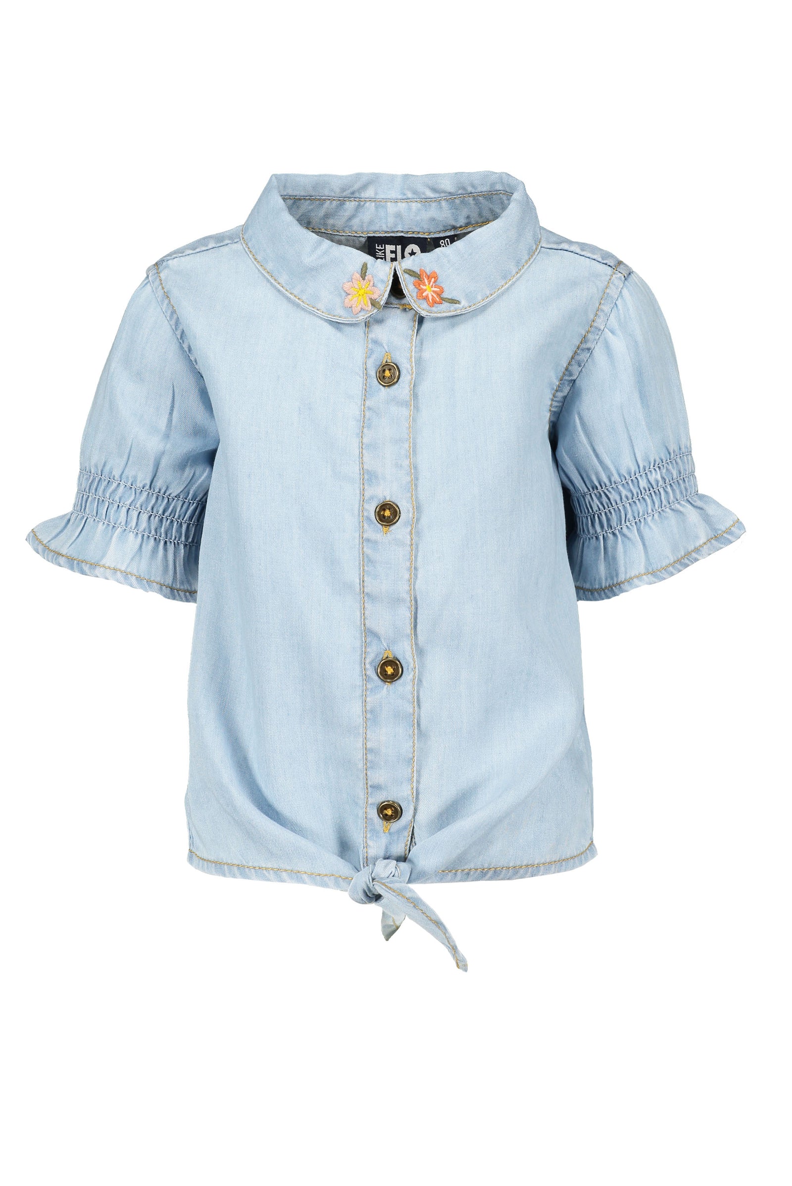 Like Flo Flo baby girls light denim ss knotted blouse