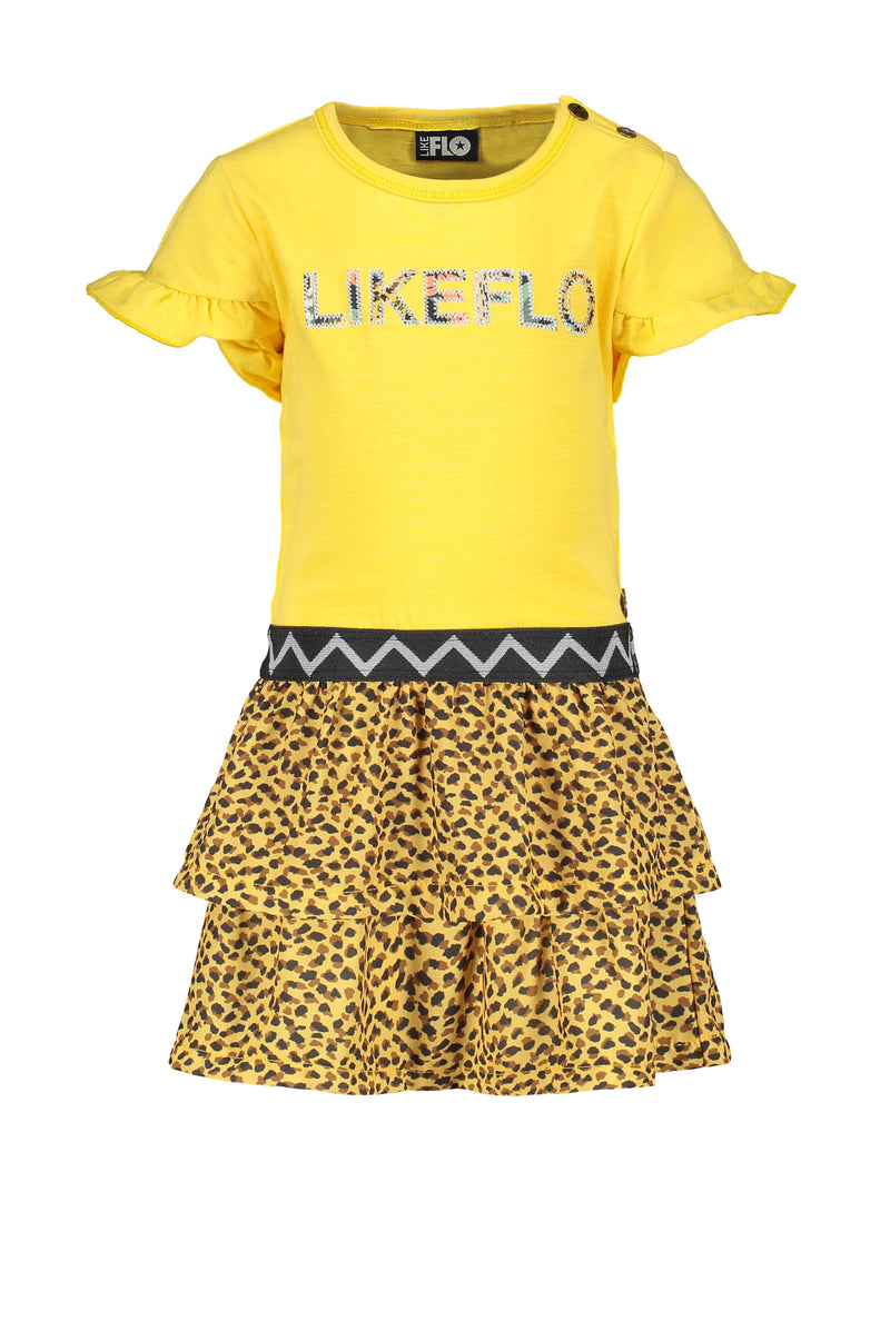 Like Flo Flo baby girls jersey dress with panter skirt