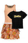 Like Flo Flo girls YD stripe 2pc dress fancy jersey knot top