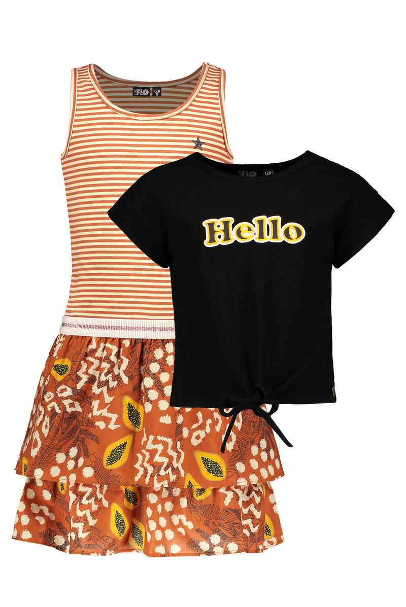 Like Flo Flo girls YD stripe 2pc dress fancy jersey knot top
