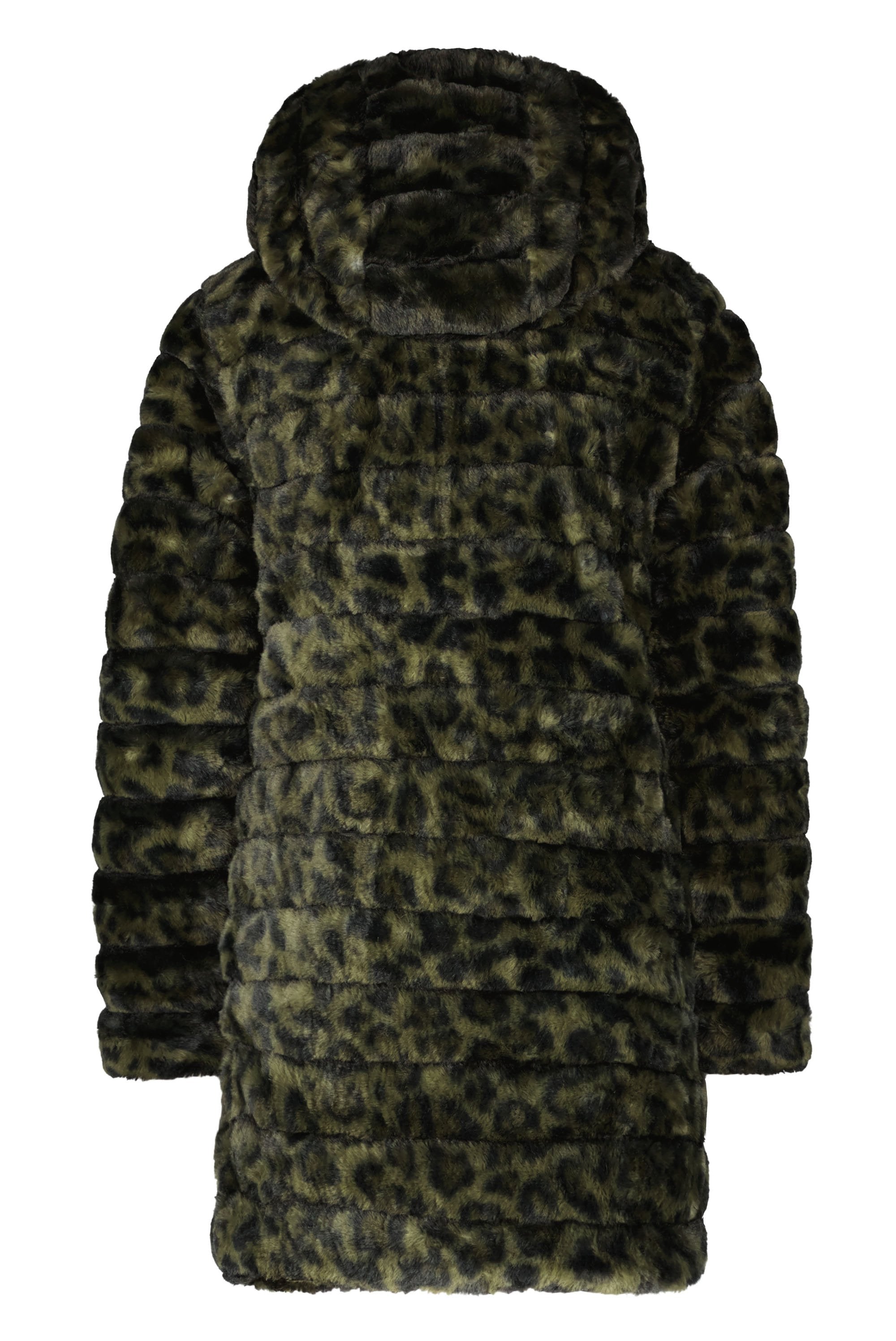 Meisjes Flo girls reversible hooded long jacket van Like Flo in de kleur Army in maat 152.