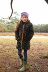 Meisjes Flo girls reversible hooded long jacket van Like Flo in de kleur Army in maat 152.