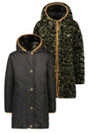 Meisjes Flo girls reversible hooded long jacket van Like Flo in de kleur Army in maat 152.