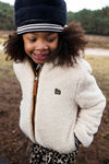Meisjes Flo girls fur hat with rib van Like Flo in de kleur Navy in maat S2.