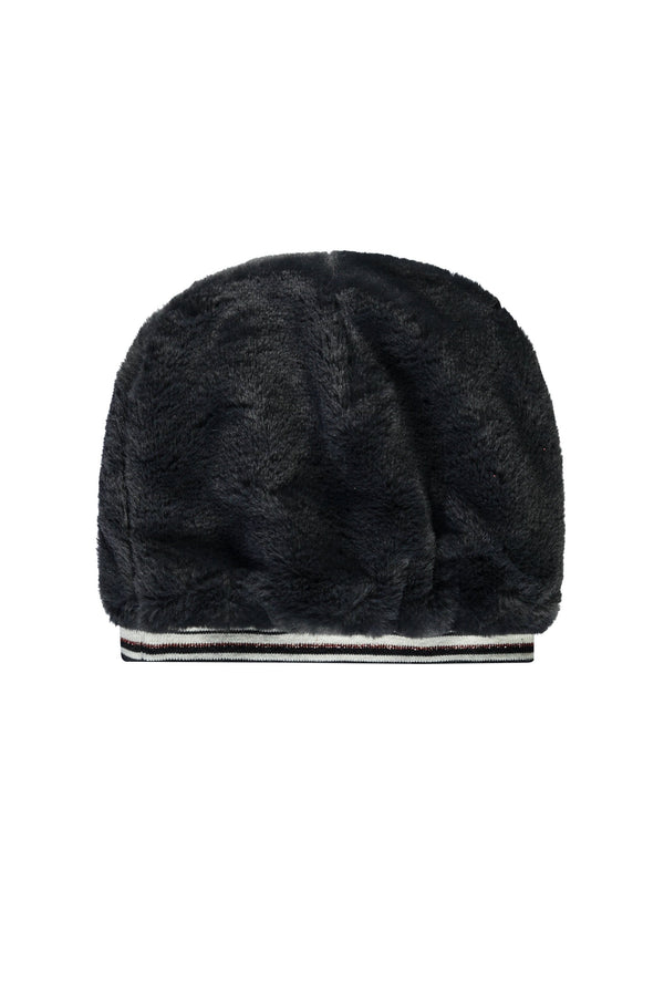 Meisjes Flo girls fur hat with rib van Like Flo in de kleur Navy in maat S2.