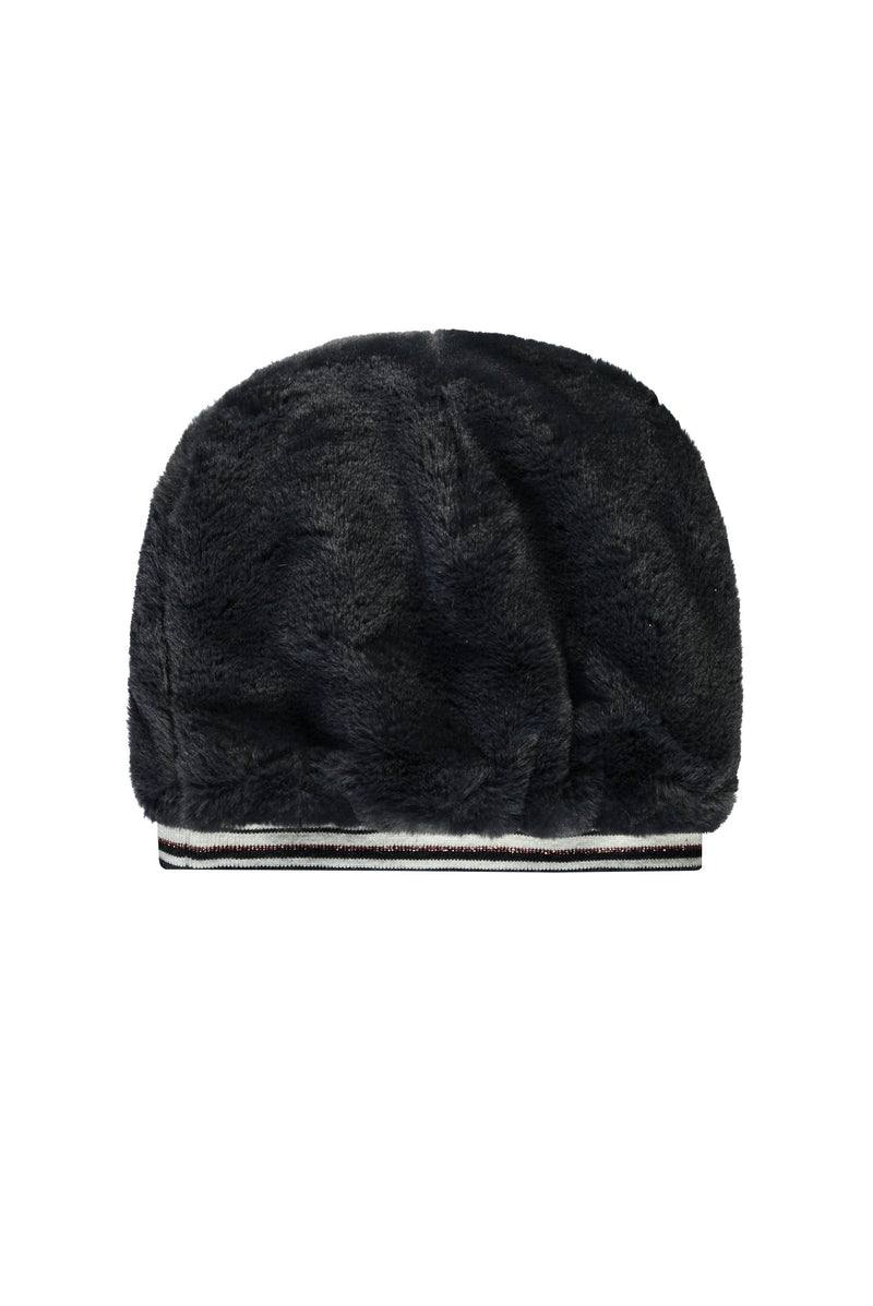 Meisjes Flo girls fur hat with rib van Like Flo in de kleur Navy in maat S2.
