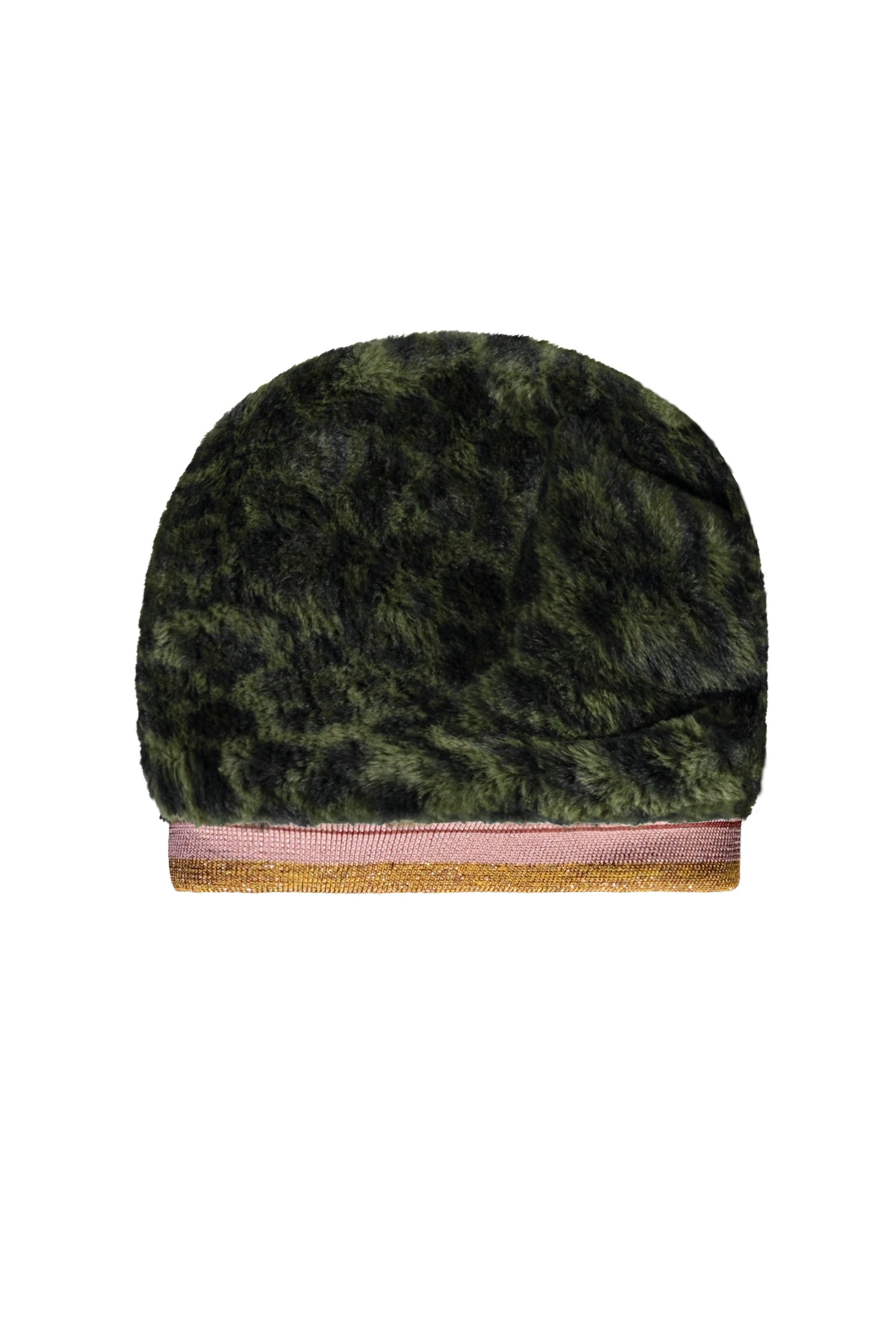 Meisjes Flo girls fur hat with rib van Like Flo in de kleur Army in maat S2.