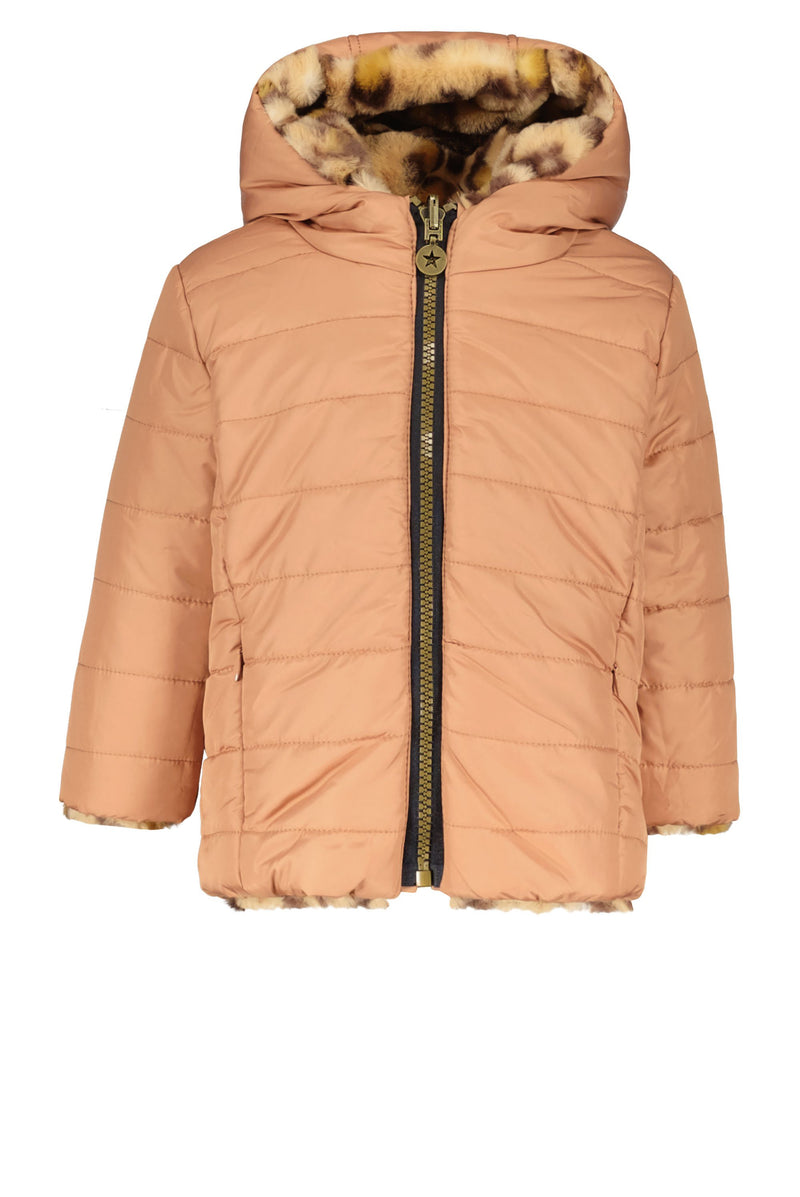 Meisjes Flo baby girls hooded reversible jacket van Like Flo in de kleur Old pink in maat 92.