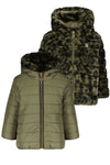 Meisjes Flo baby girls hooded reversible jacket van Like Flo in de kleur Army in maat 92.